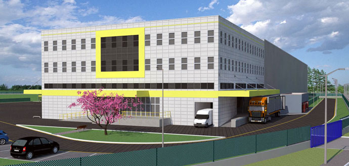 ABC logistics Belgrade, Serbia. Location: Dobanovci. Distributive center, automatic pallet warehouse, space for picking and commissioning, open storage space, office space.